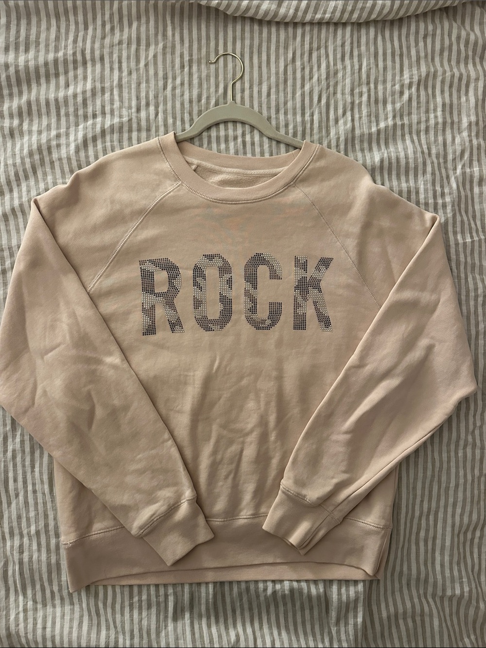 Zadig & Voltaire Beige 'ROCK' Graphic Crewneck Sweatshirt - women's Sweater